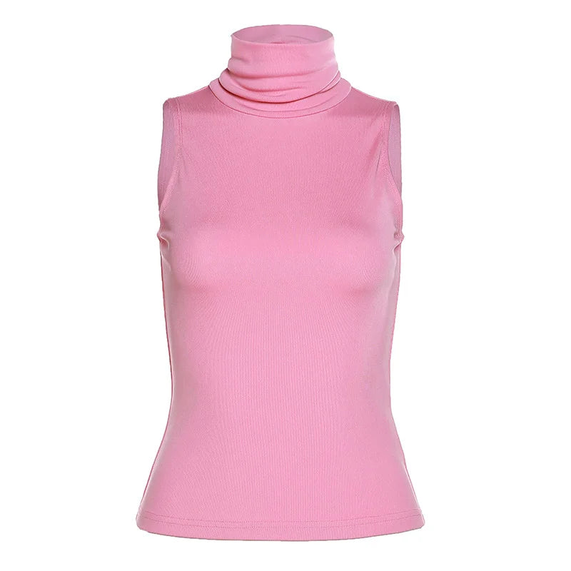 Top de cuello alto en canalé