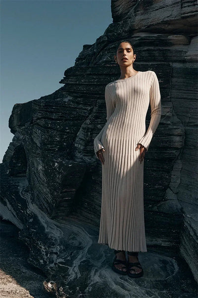 Olivia -  Vestido largo plisado